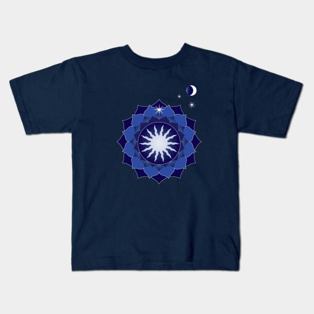 White Sun Mandala Kids T-Shirt by emma17